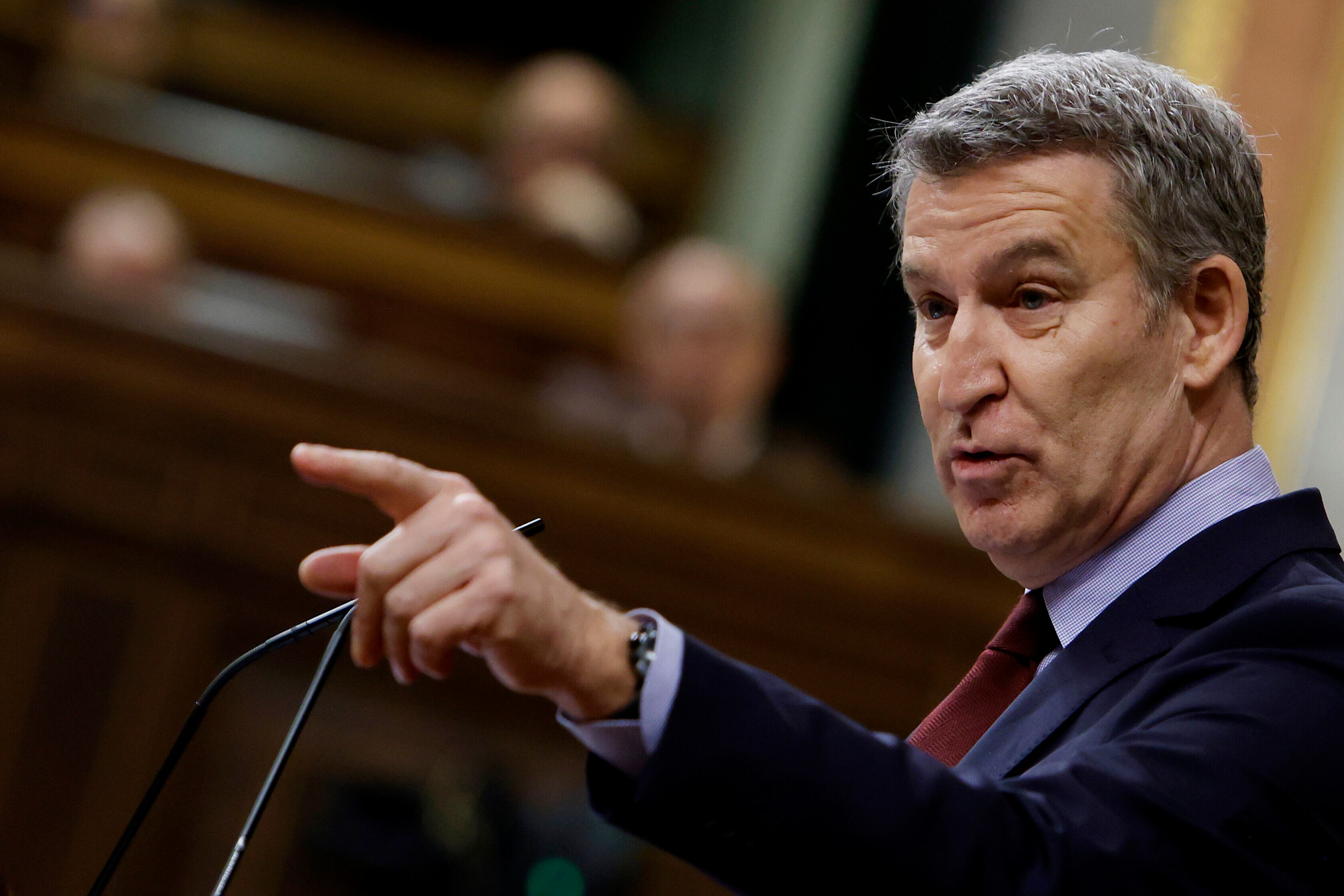 Alberto Núñez Feijóo líder del Partido Popular durante una intervención