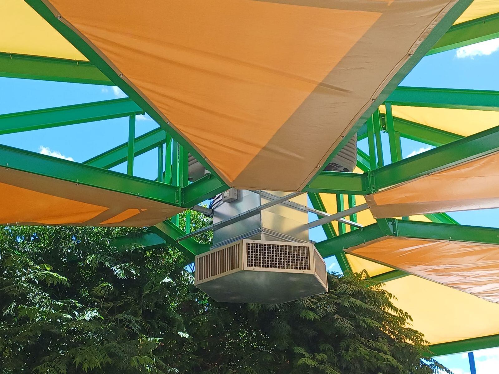 Biopérgola climática con enfriamiento evaporativo que se instalará en el CEIP Ballester Fandos