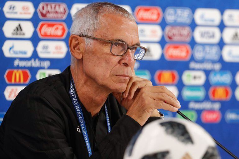 Héctor Cúper, el entrenador de la selección de Egipto  en una rueda de prensa antesd del Mundial en Rusia