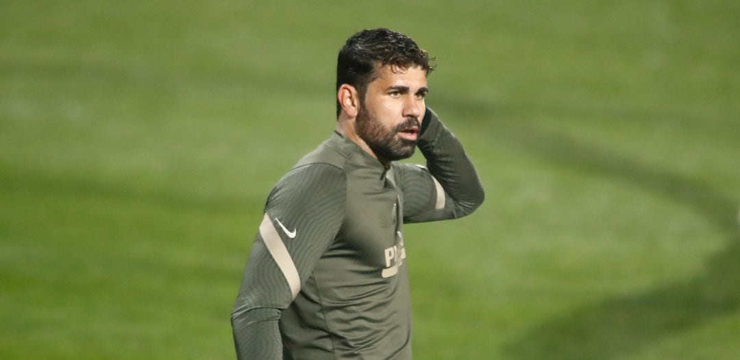 Diego Costa, durante un entrenamiento con el Atlético de Madrid