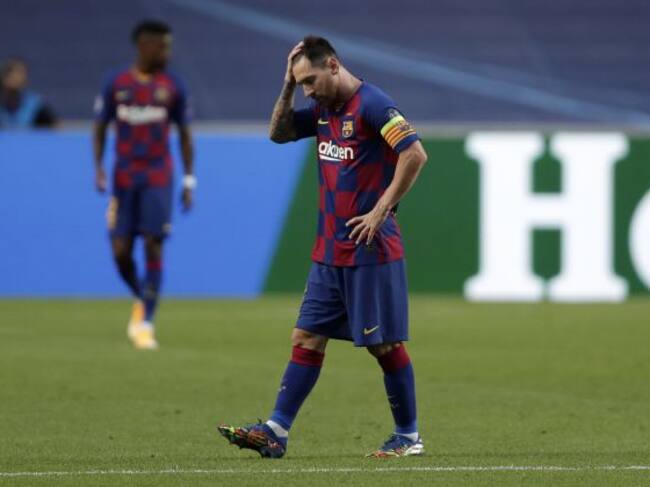 Leo Messi se lamenta en su último partido de Champions