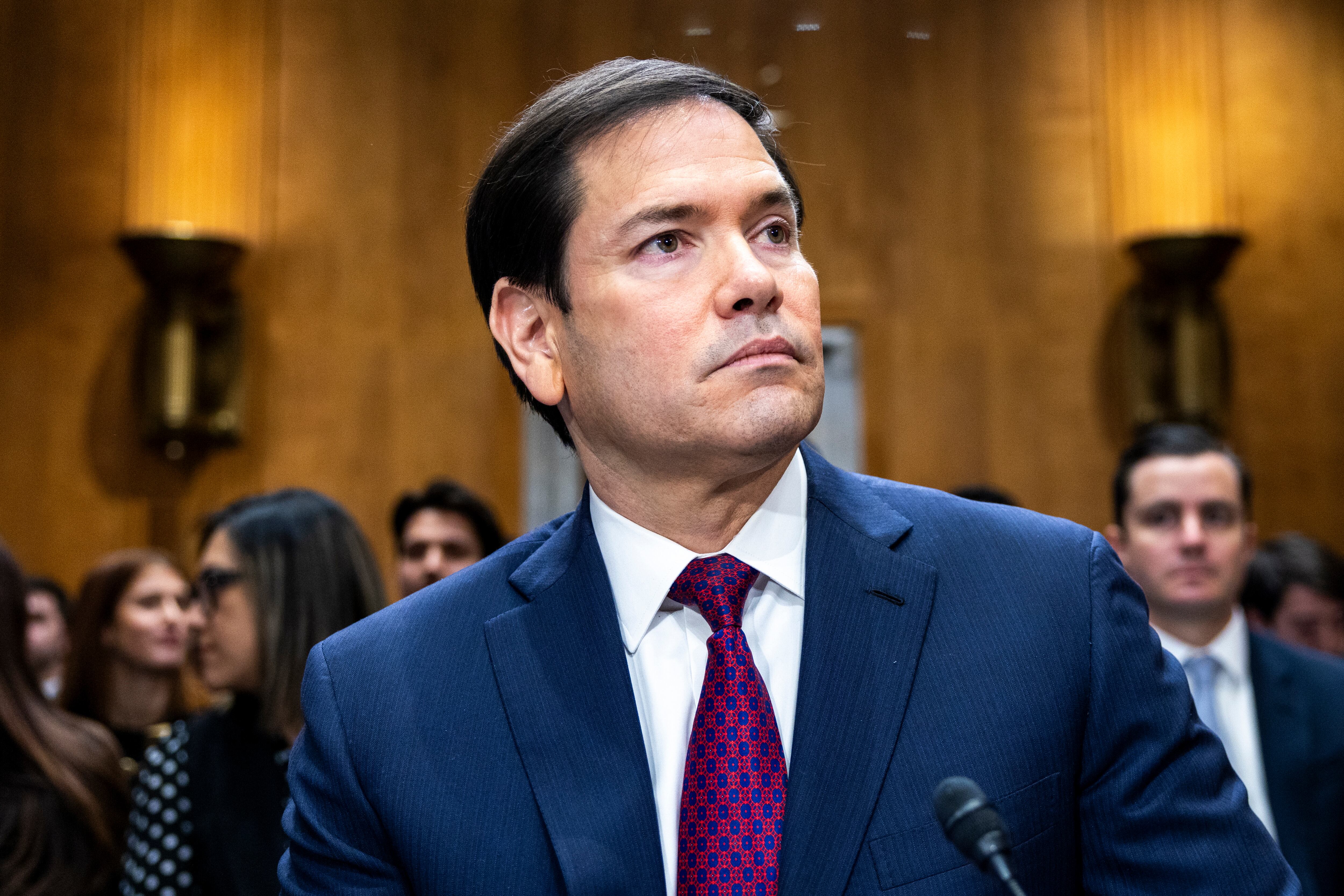 EL Secretario de Estado de Estados Unidos, Marco Rubio, durante su intervención hoy ante el Comité de Relaciones Exteriores del Senado