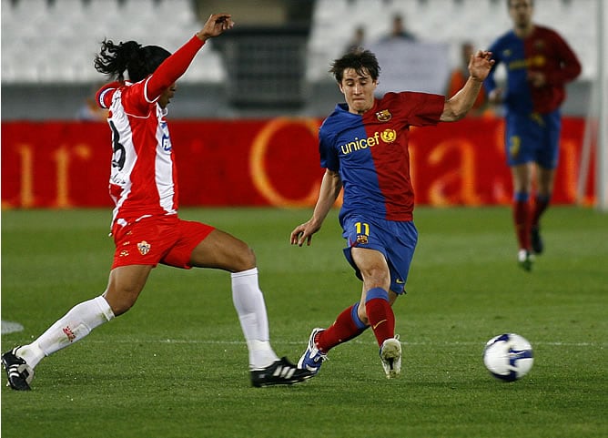 Bojan durante el transcurso del partido del Barça en Almería