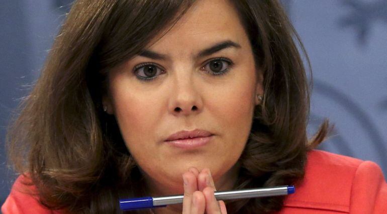 La vicepresidenta primera del Gobierno, Soraya Sáenz de Santamaría, durante la rueda de prensa posterior al Consejo de Ministros.