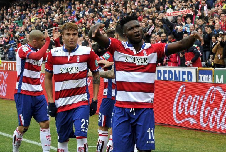 Isaac Success celebra el gol ante el Sevilla