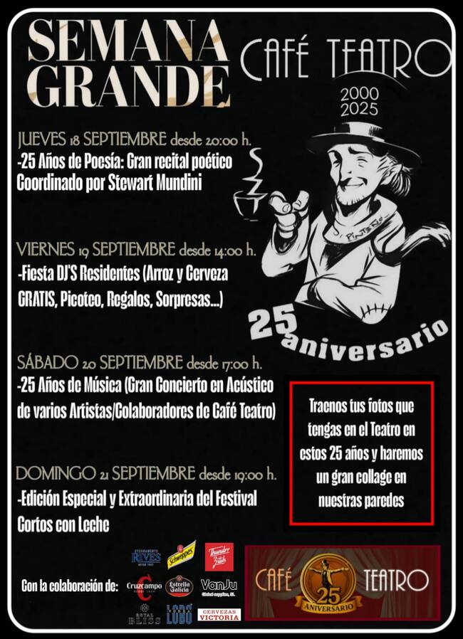 Cartel de actividades en el Café Teatro