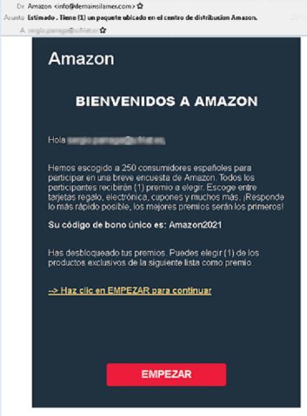 La estafa está relacionada con Amazon.