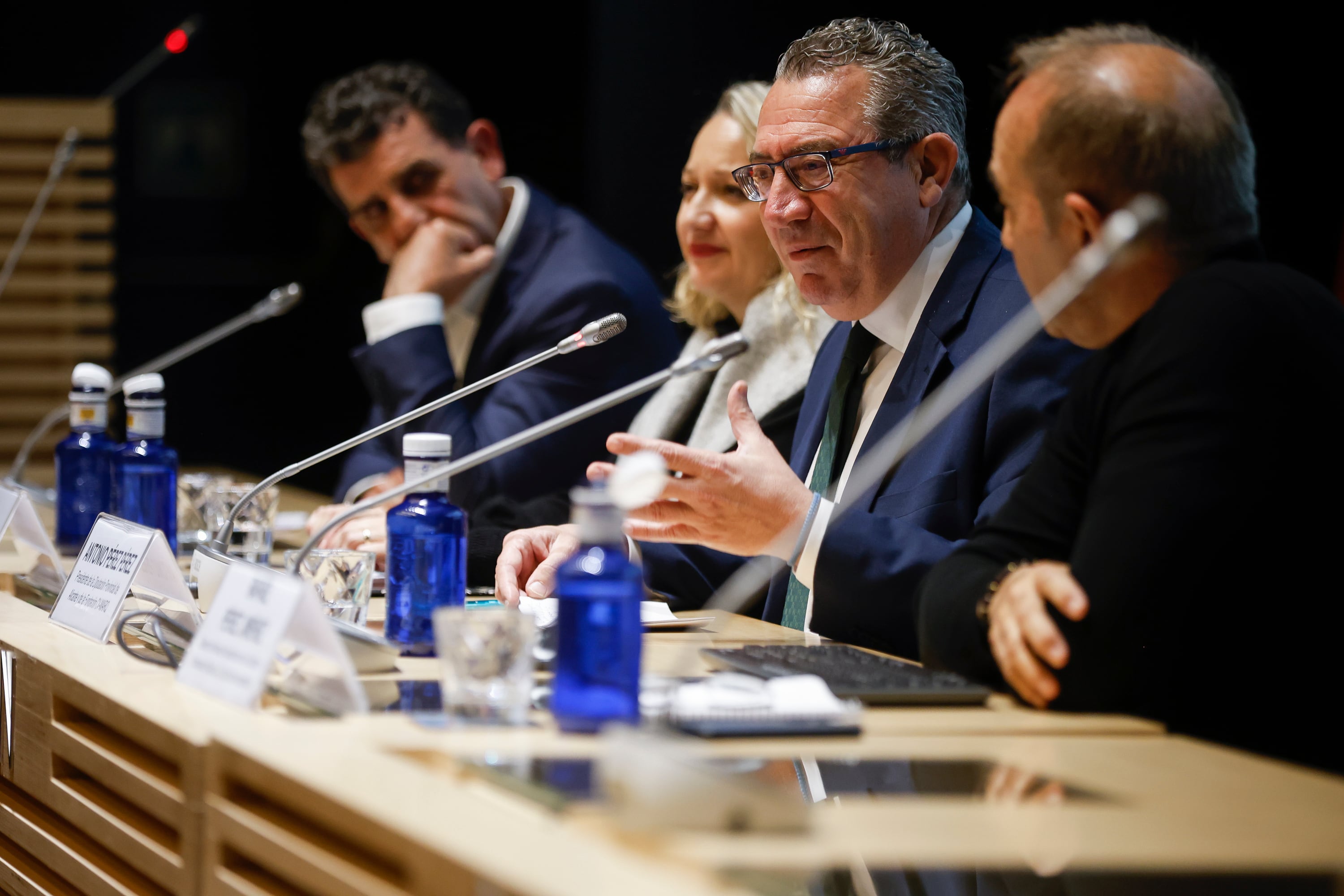 El presidente de la Diputación de Alicante, Antonio Pérez Pérez, interviene este jueves en la rueda de prensa de presentación de la exposición