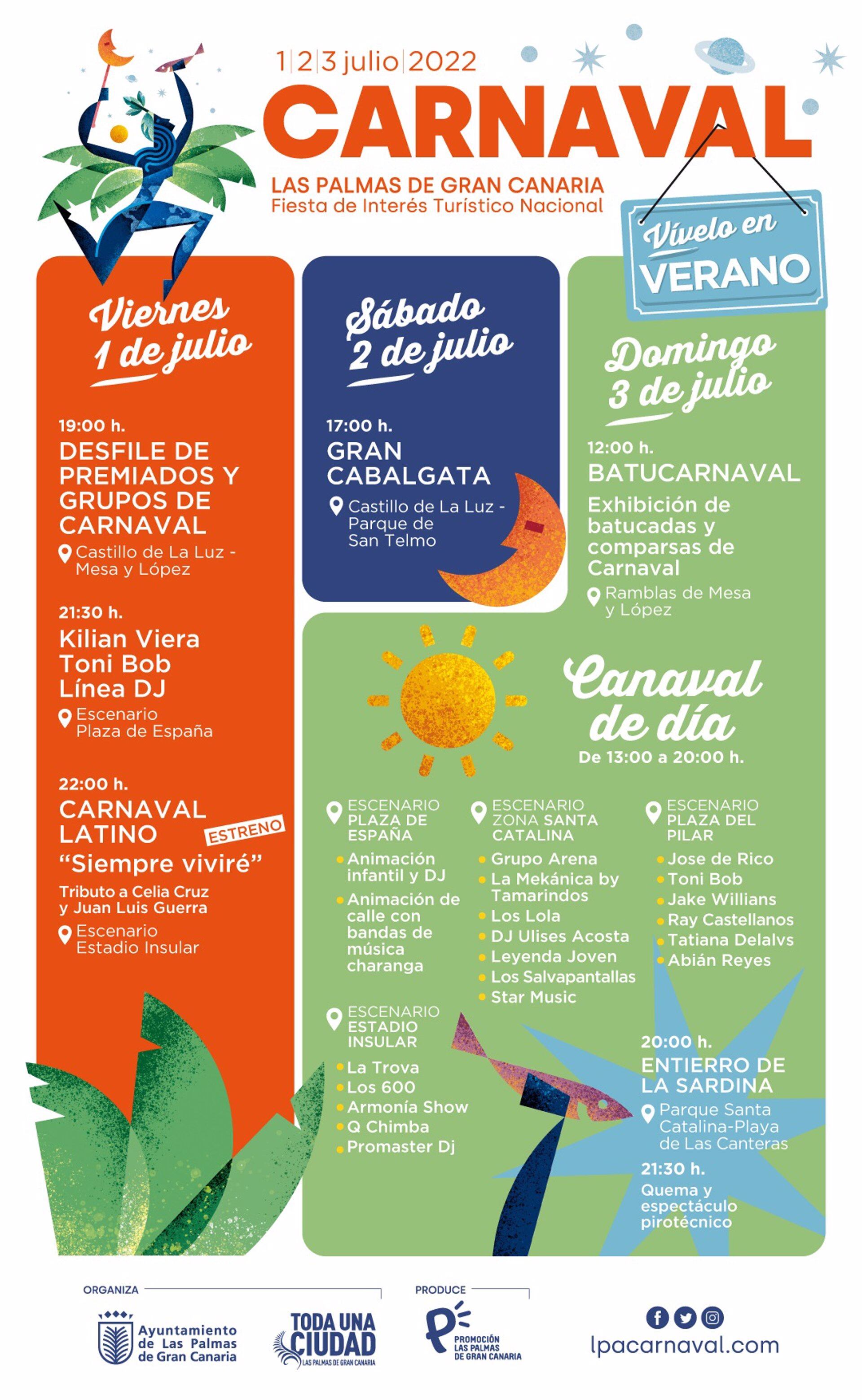 Programa del Carnaval de verano en Las Palmas de Gran Canaria