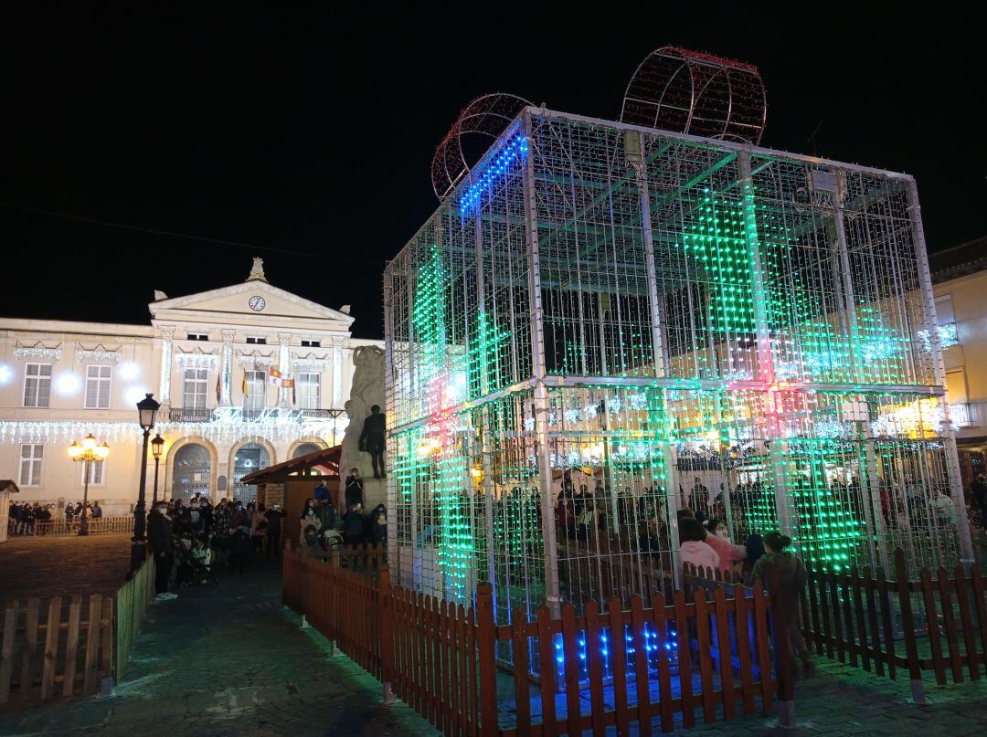 Imagen que presenta la Plaza Mayor de Palencia en esta atípica Navidad de 2020