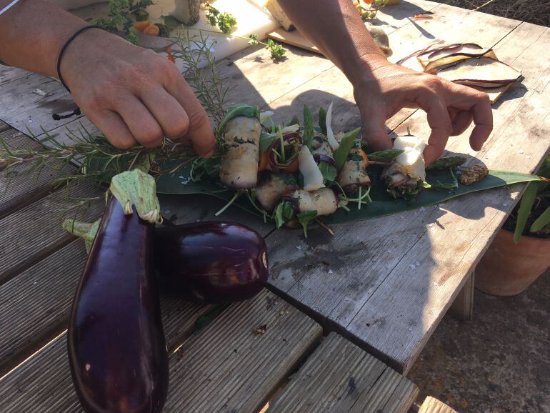 Plato con berenjena ibicenca del chef Fuenzalida