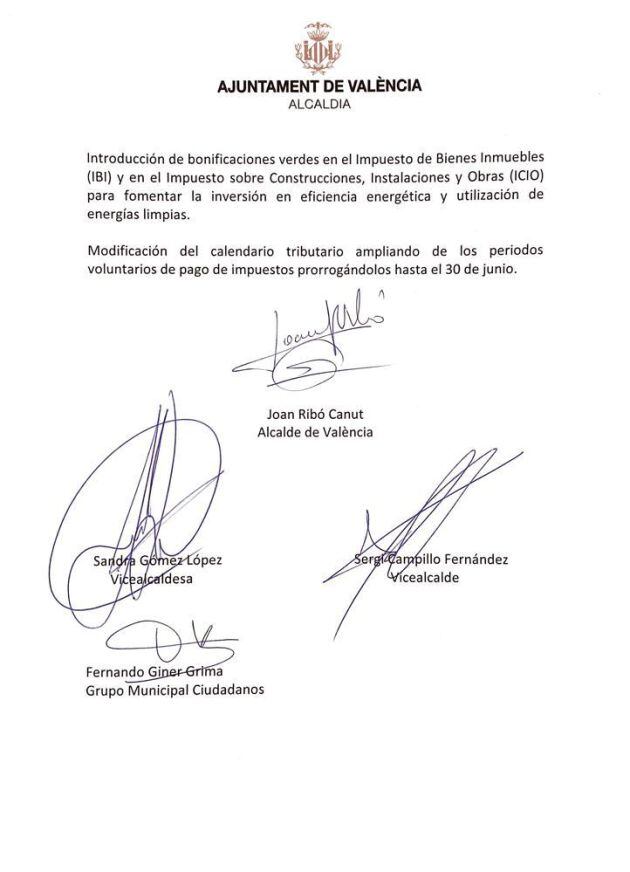 Acuerdo por la que la formación naranja se abstiene en la aprobación de los presupuestos del Ayuntamiento de València de 2021