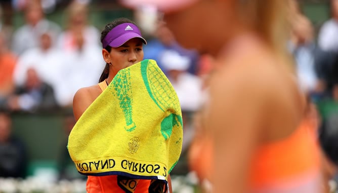 Garbiñe Muguruza, durante su partido contra Maria Sharapova