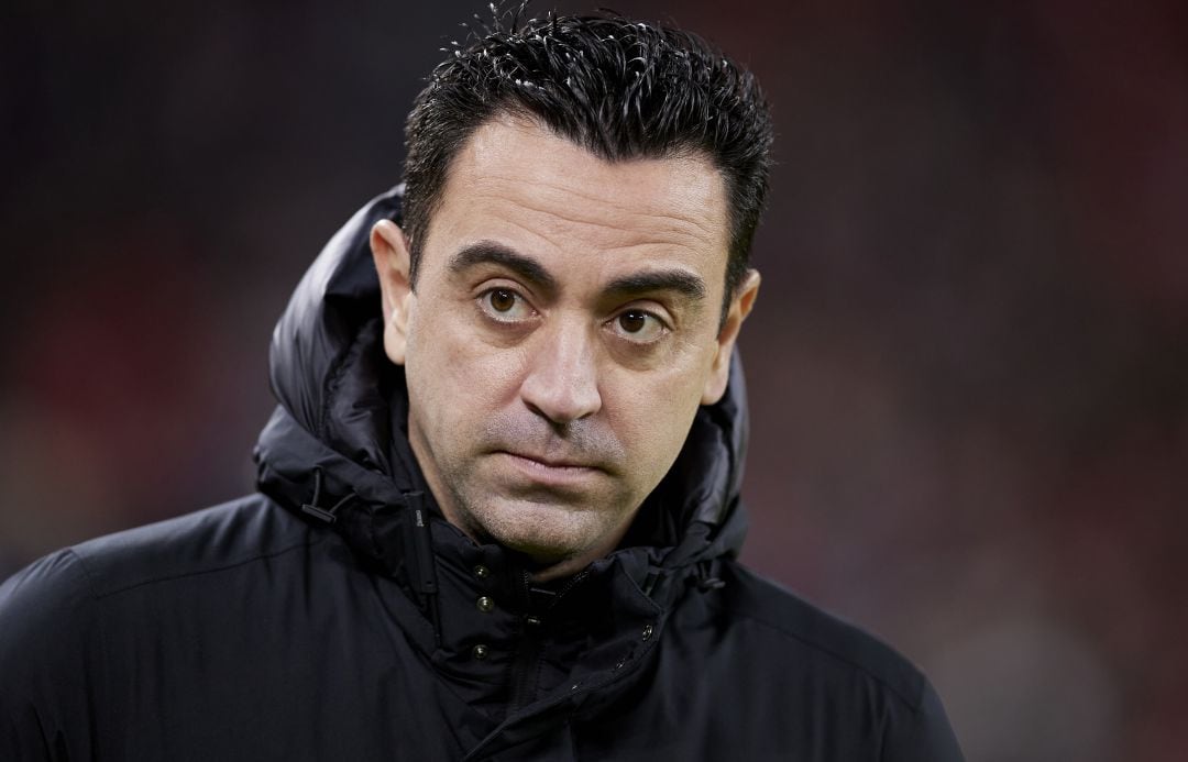 Xavi Hernández, durante el partido ante el Athletic en San Mamés. 