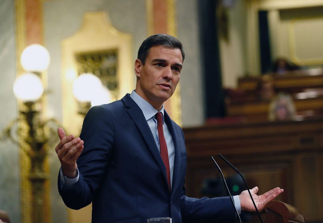 El presidente del Gobierno, Pedro Sánchez , durante su comparecencia este miércoles en el último pleno del Congreso antes de la convocatoria de elecciones.