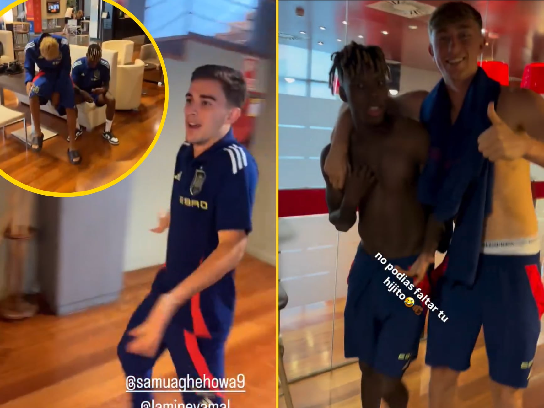 En un montaje, varios fotogramas de las historias publicadas por Huijsen y Samu