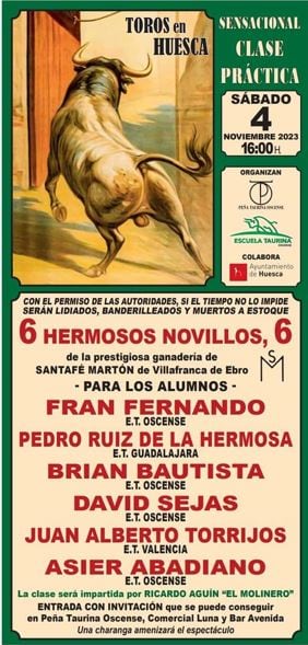 La clase práctica se iba a celebrar este sábado en la plaza de toros de Huesca