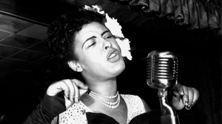 Billie Holiday durante una actuación en Nueva York