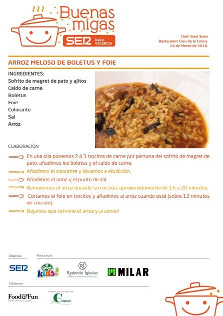 Receta del arroz meloso de boletus y foie