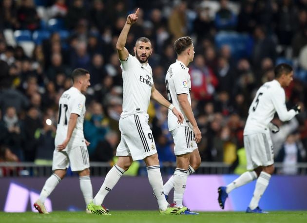 Benzema celebra el único gol del partido