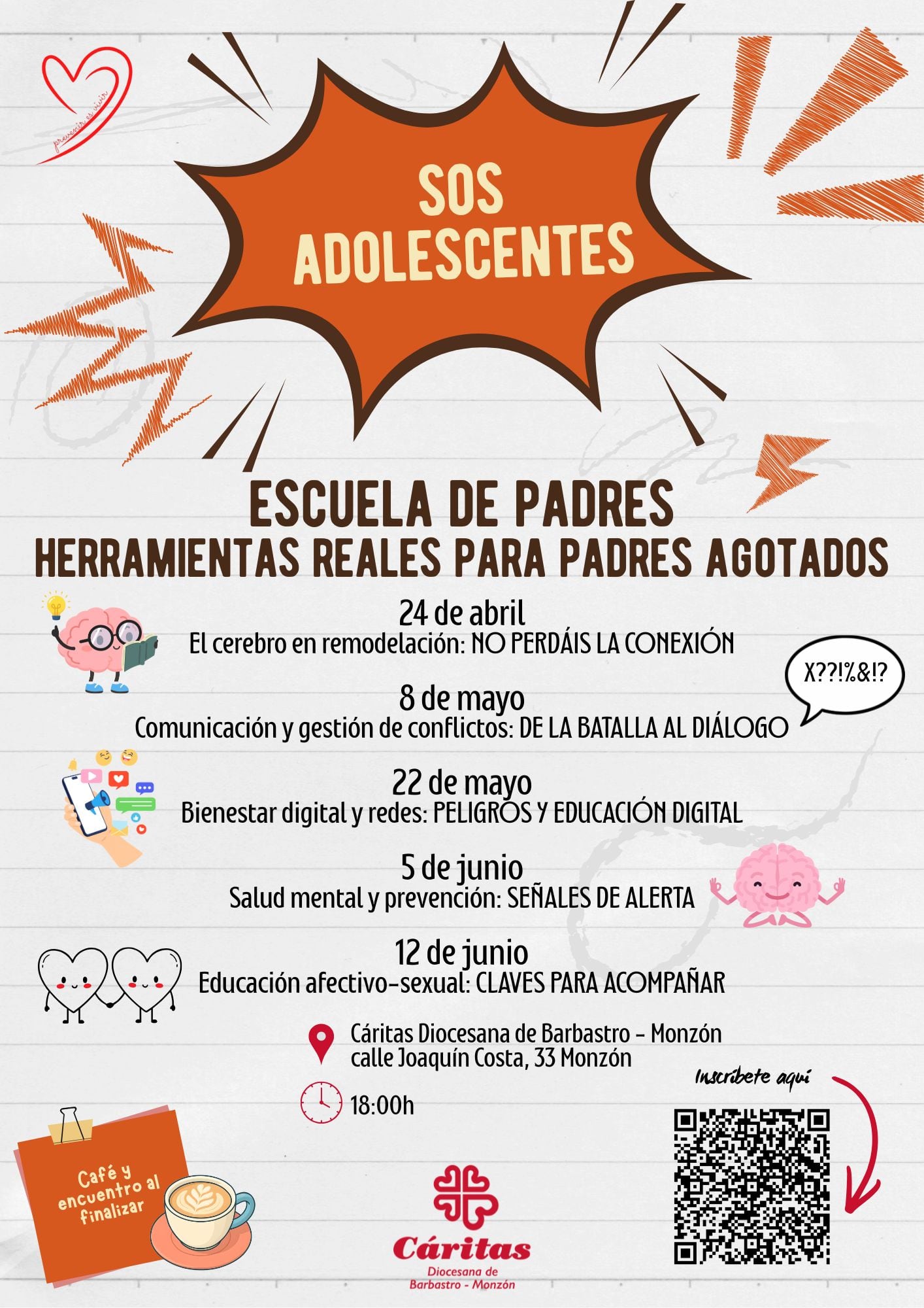 Cartel SOS Adolescentes, Cáritas Barbastro‑Monzón