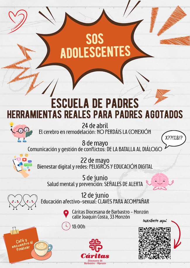 Cartel SOS Adolescentes, Cáritas Barbastro‑Monzón