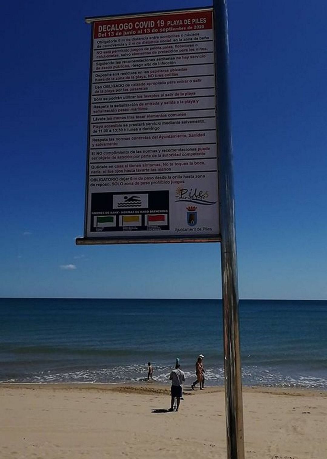 Normas de seguridad en la playa de Piles