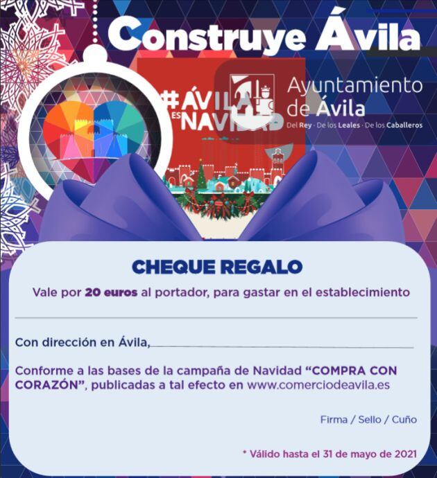 Cheque regalo que repartirán las empresas participantes