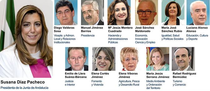 Nueva composición del Gobierno andaluz tras la llegada de Susana Díaz