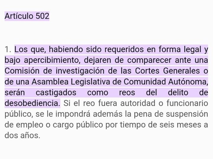 Extracto del Artículo 502 del Código Penal