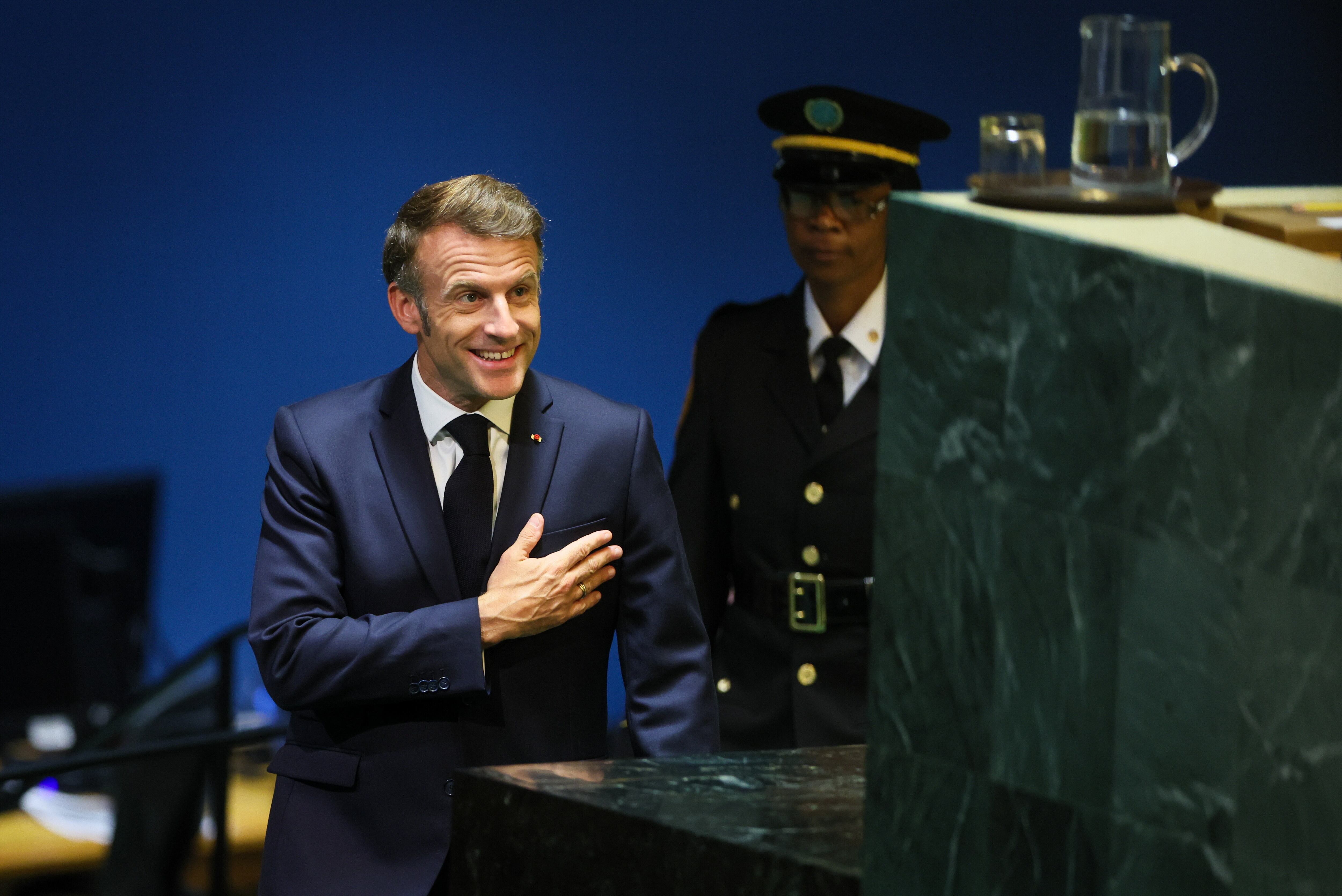 El presidente francés, Emmanuel Macron, en la Asamblea General de la ONU.