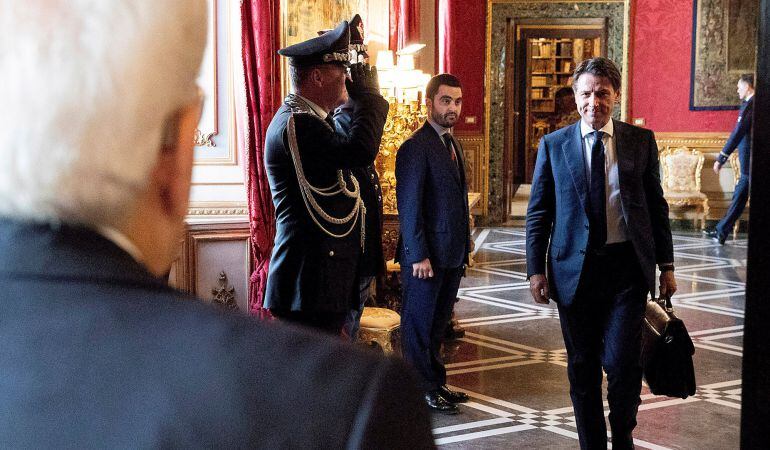 Giuseppe Conte, durante una reunión con el presidente de Italia Sergio Mattarella