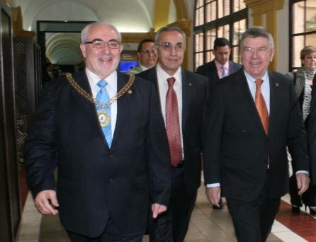 Los presidentes de la UCAM, el COE y el COI en Los Jerónimos