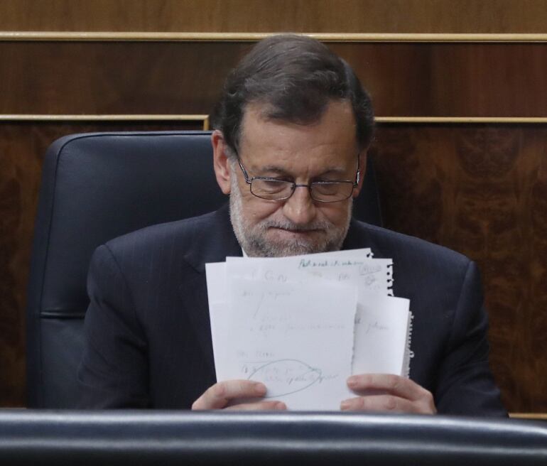 El presidente del Gobierno en funciones durante la sesión de investidura