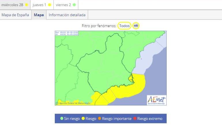 Alerta meteorológica de la AEMET.