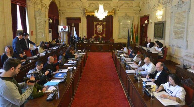 Un momento del pleno ordinario de febrero en el Ayuntamiento de Málaga