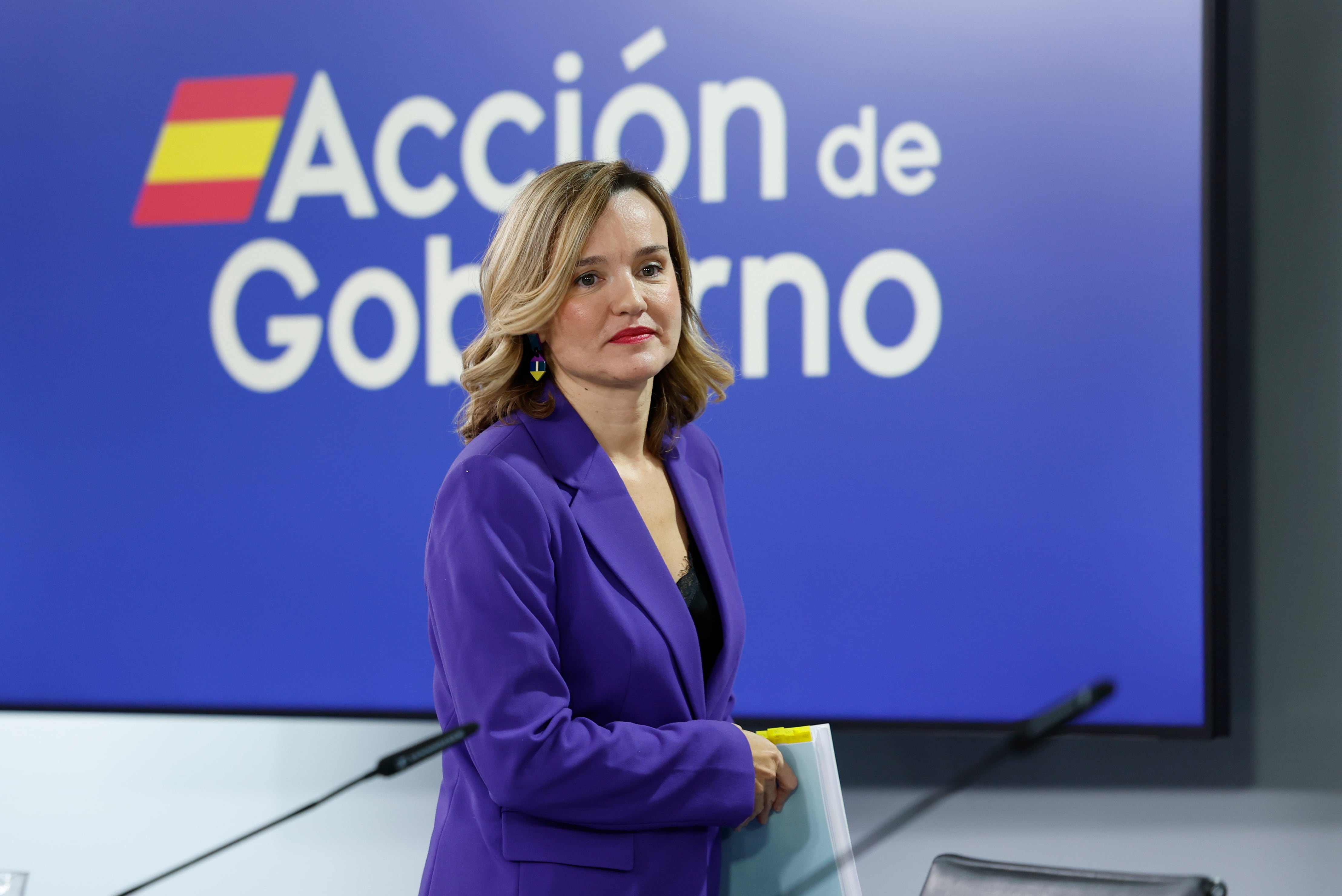 La ministra de Educación y portavoz del Gobierno, Pilar Alegría, comparece en la rueda de prensa posterior a la reunión del Consejo de Ministros.