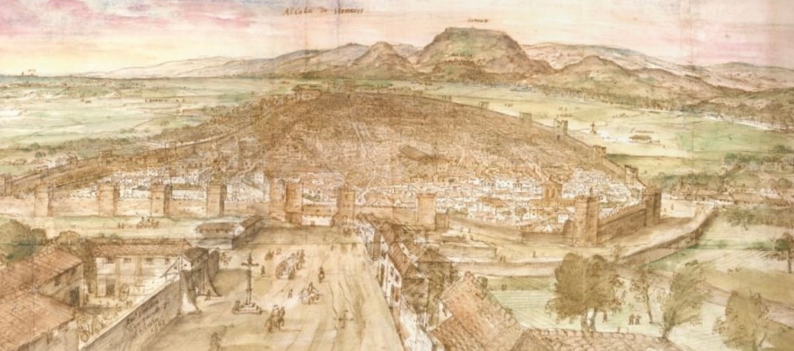 Vista de Wyngaerde de Alcalá de Henares en 1565.