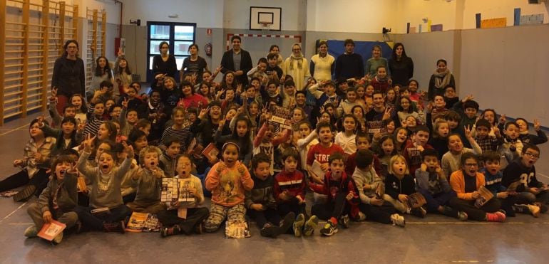 Visita de jugadores al colegio de Carrión de los Condes (Palencia)