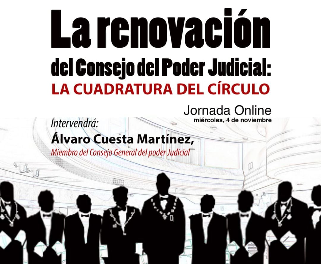 Cartel de la jornada online sobre la renovación del Consejo General del Poder Judicial que se celebrará en València.