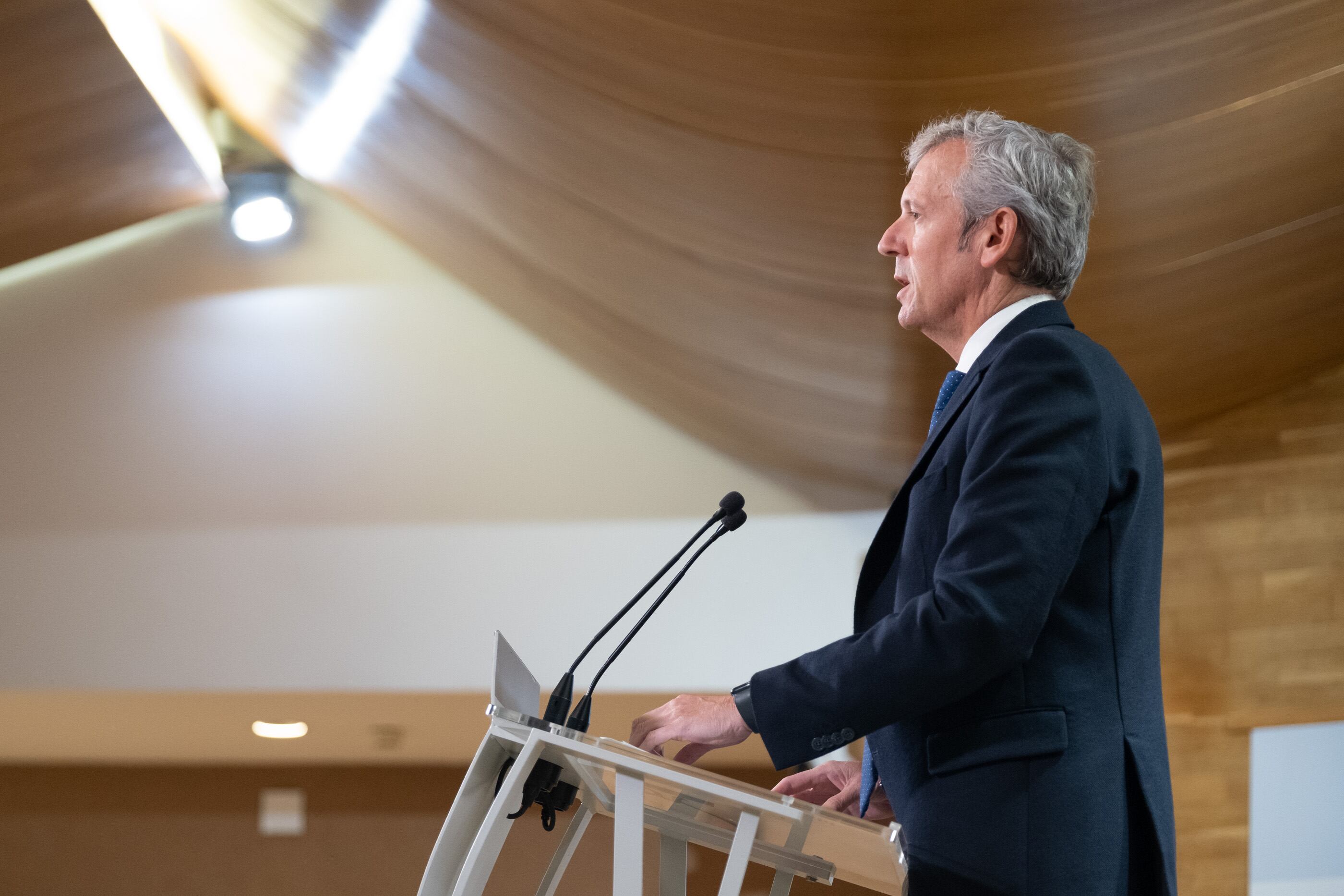 Alfonso Rueda, en rueda de prensa tras la reunión de este jueves del Consello de la Xunta de Galicia