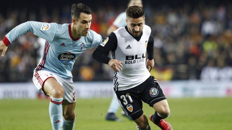 Nacho Gil, en el partido entre el Valencia y el Celta de Vigo