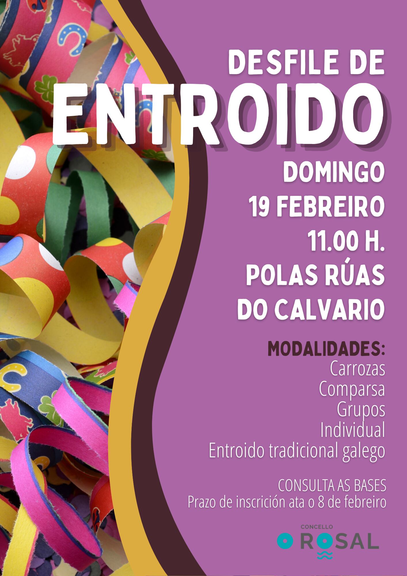 Cartel del desfile de Entroido en O Rosal 2023