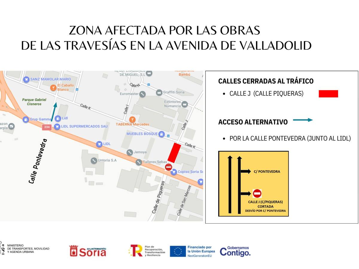 Las obras de las travesías de Soria acometen una primera rotonda con cambios de tráfico