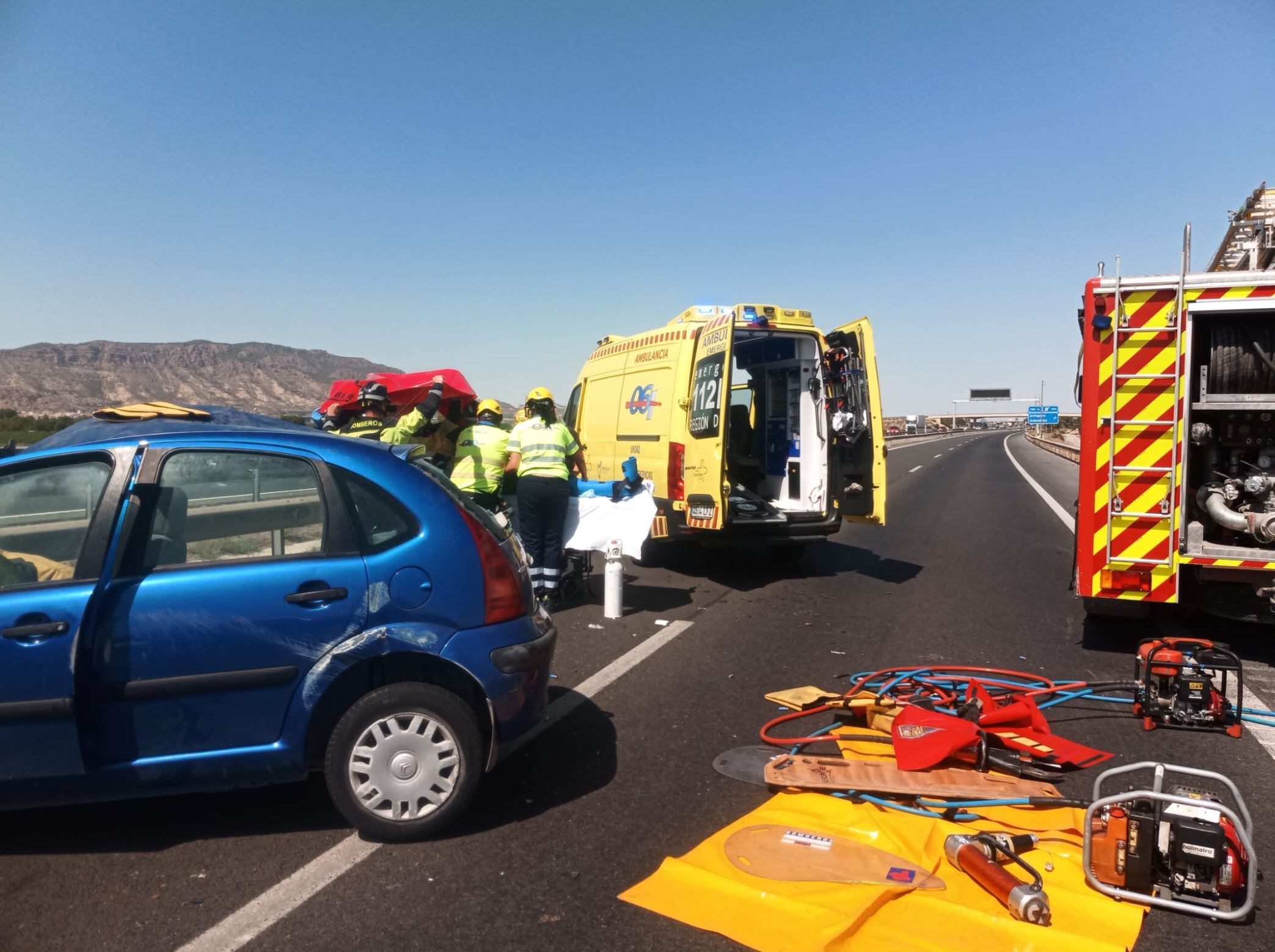 Accidente de tráfico en la A7, a la altura de Alhama de Murcia