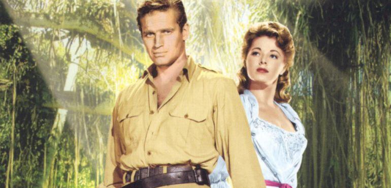 Charlton Heston y Eleanor Parker en &#039;Cuando ruge la marabunta&#039;.