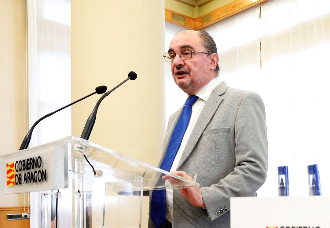 El presidente del Gobierno de Aragón, Javier Lambán, en el Edificio Pignatelli.