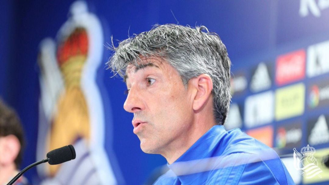 El técnico de la Real comparece en la sala de prensa de zubieta