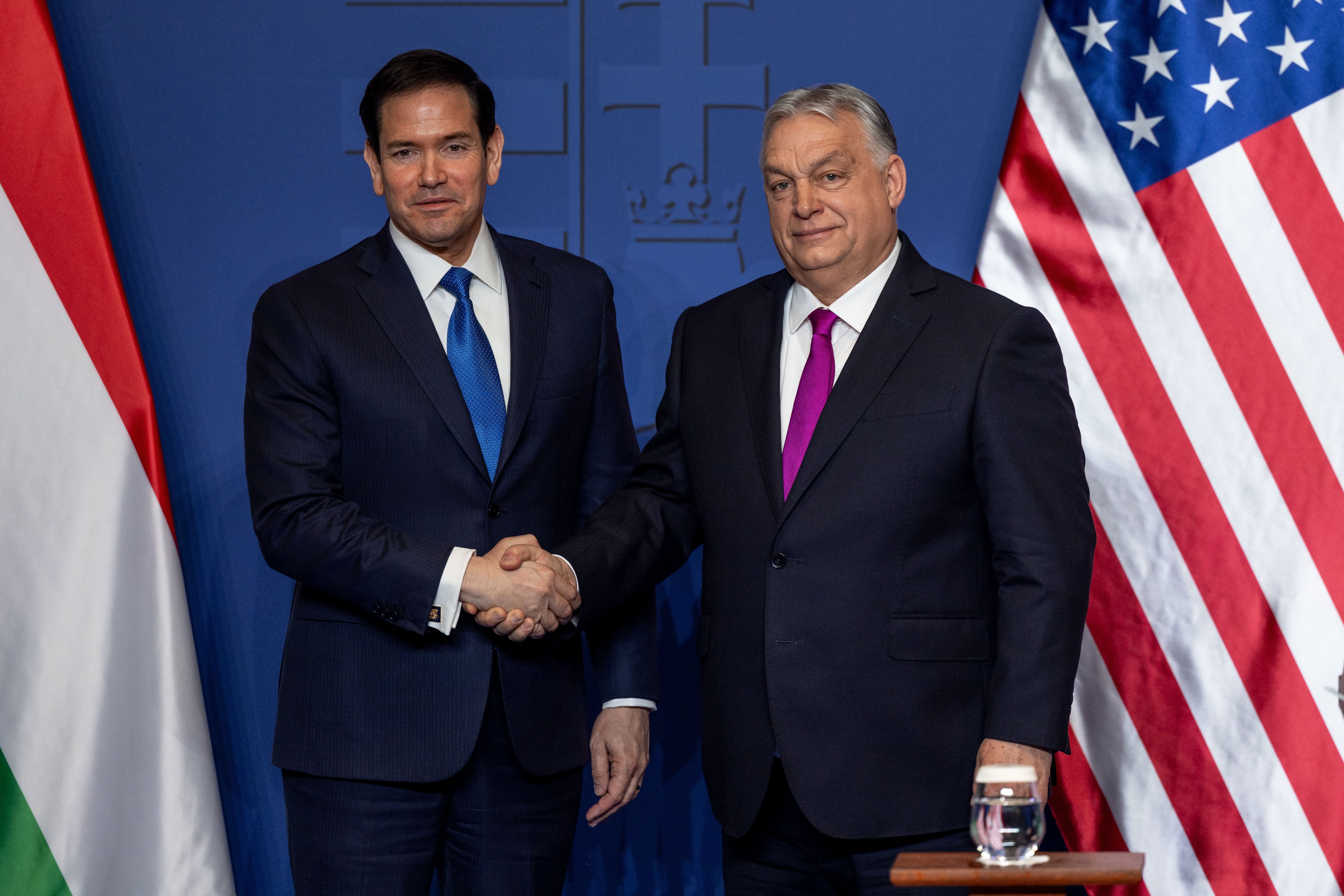 Marco Rubio y Viktor Orbán antes de su comparecencia conjunta este lunes en Budapest