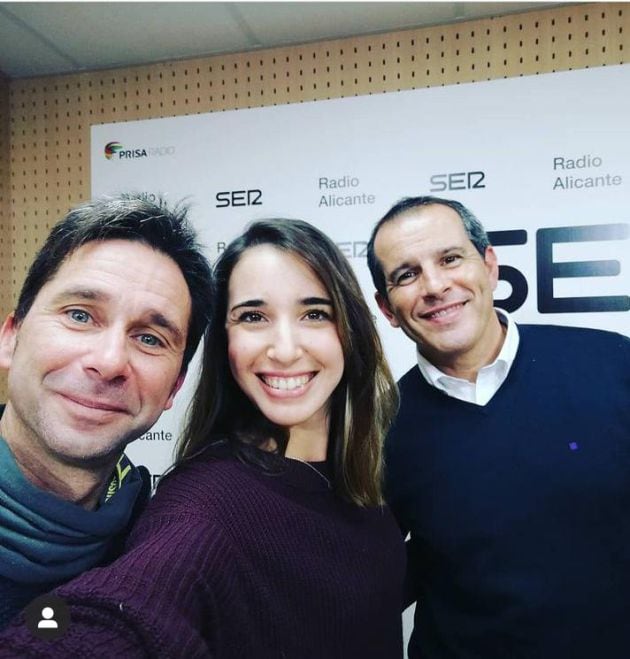 Miguel Angel López, Jéssica Asensio y Carlos Arcaya en el estudio de Radio Alicante SER